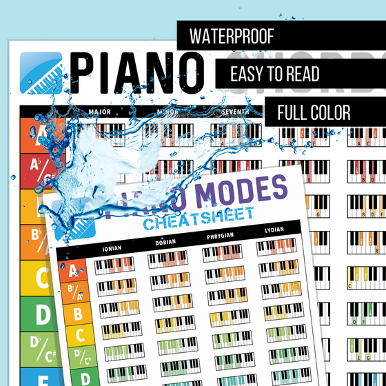 Piano Chords, Scales & Modes Charts Bundle (8.5" x 11")