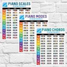  Piano Chords, Scales & Modes Charts Bundle (8.5" x 11")