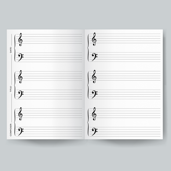 Kid's Wide Staff Blank Sheet Music ("Instruments" Cover)