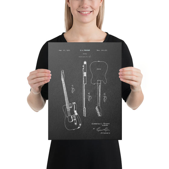 iVideosongs Fender Electric Guitar Patent Drawing Canvas Wall Art