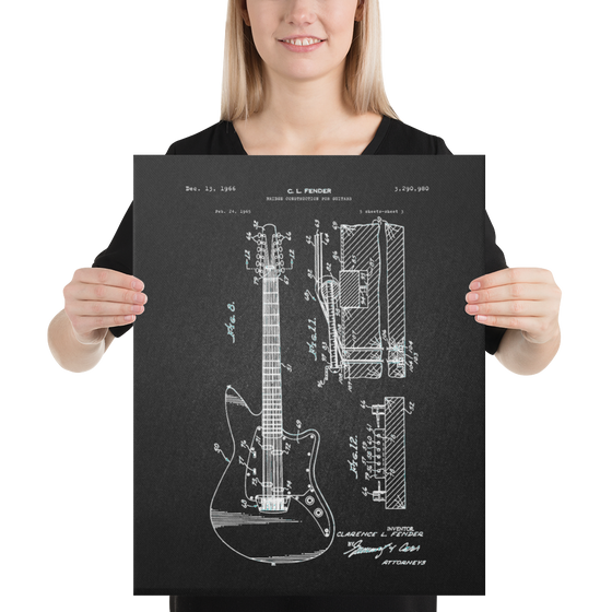 iVideosongs Guitar Patent Drawing - Fender Guitar Bridge, Canvas Wall Art