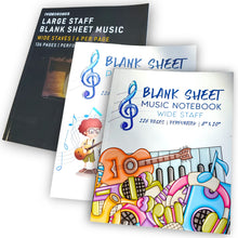  iVideosongs Wide Staff Music Notebook • 3-Pack • Blank Sheet Music Manuscript Paper • 6 Staves